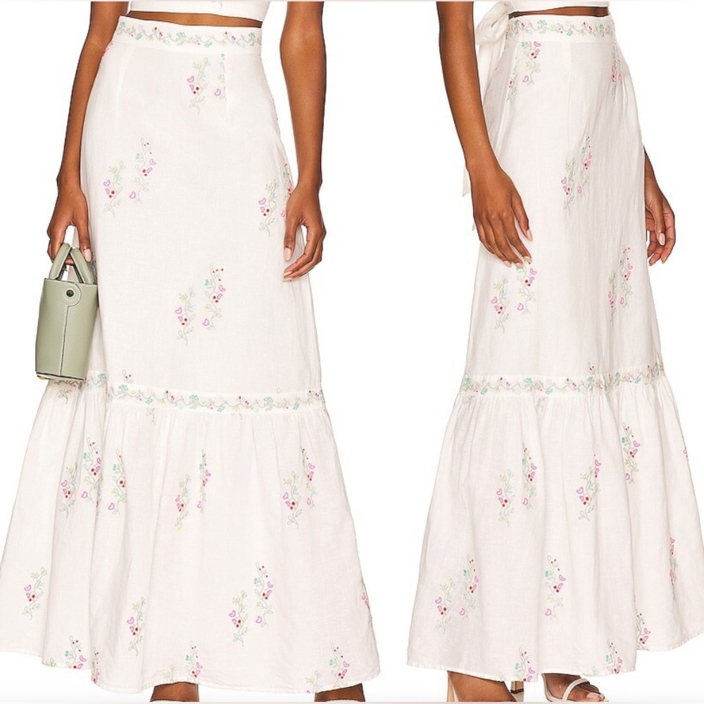 Something Navy Embroidered Maxi Skirt